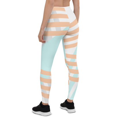 BabyCakes Regular Leggings - Blue & Peach Stripe