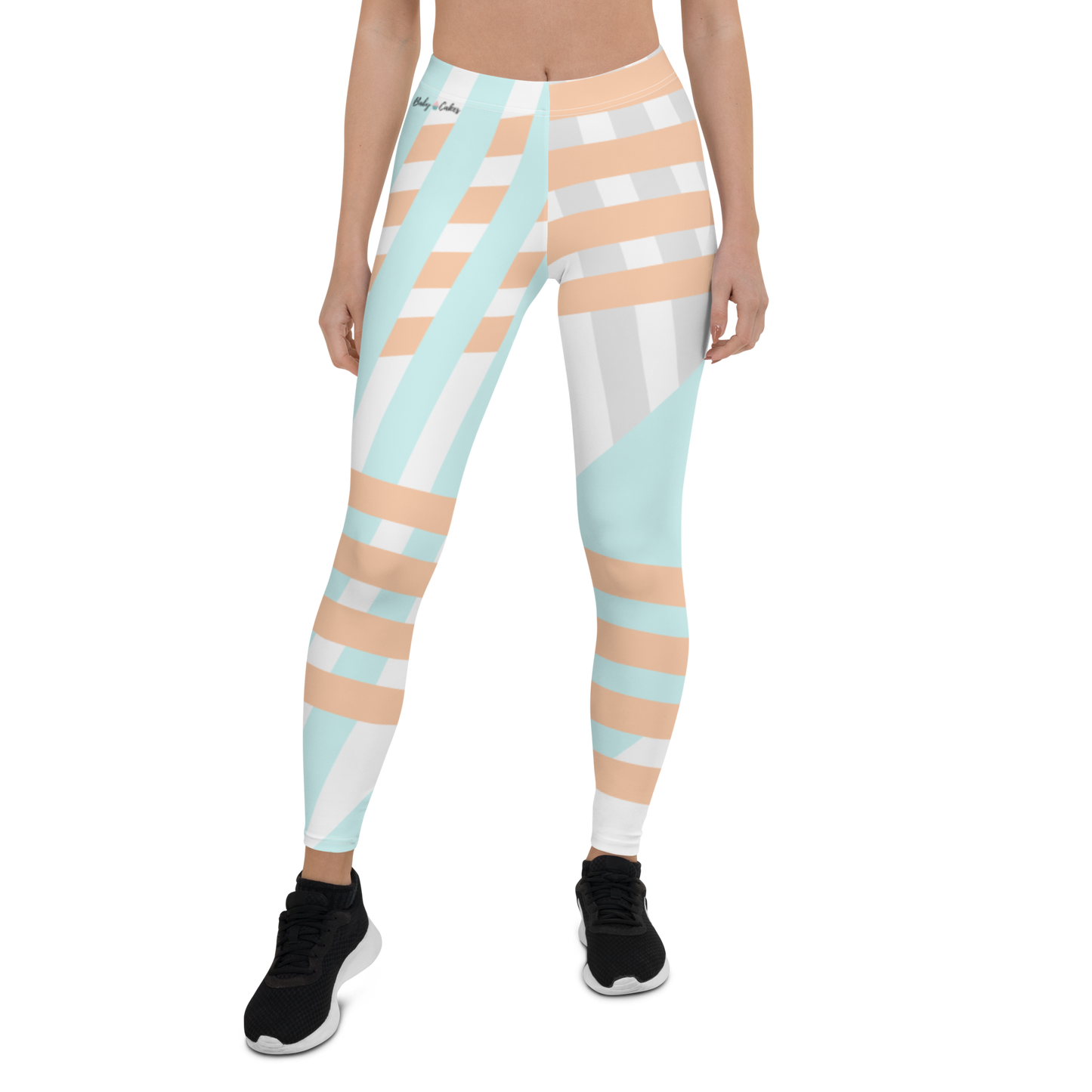 BabyCakes Regular Leggings - Blue & Peach Stripe