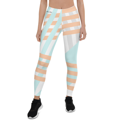 BabyCakes Regular Leggings - Blue & Peach Stripe