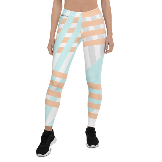 BabyCakes Regular Leggings - Blue & Peach Stripe