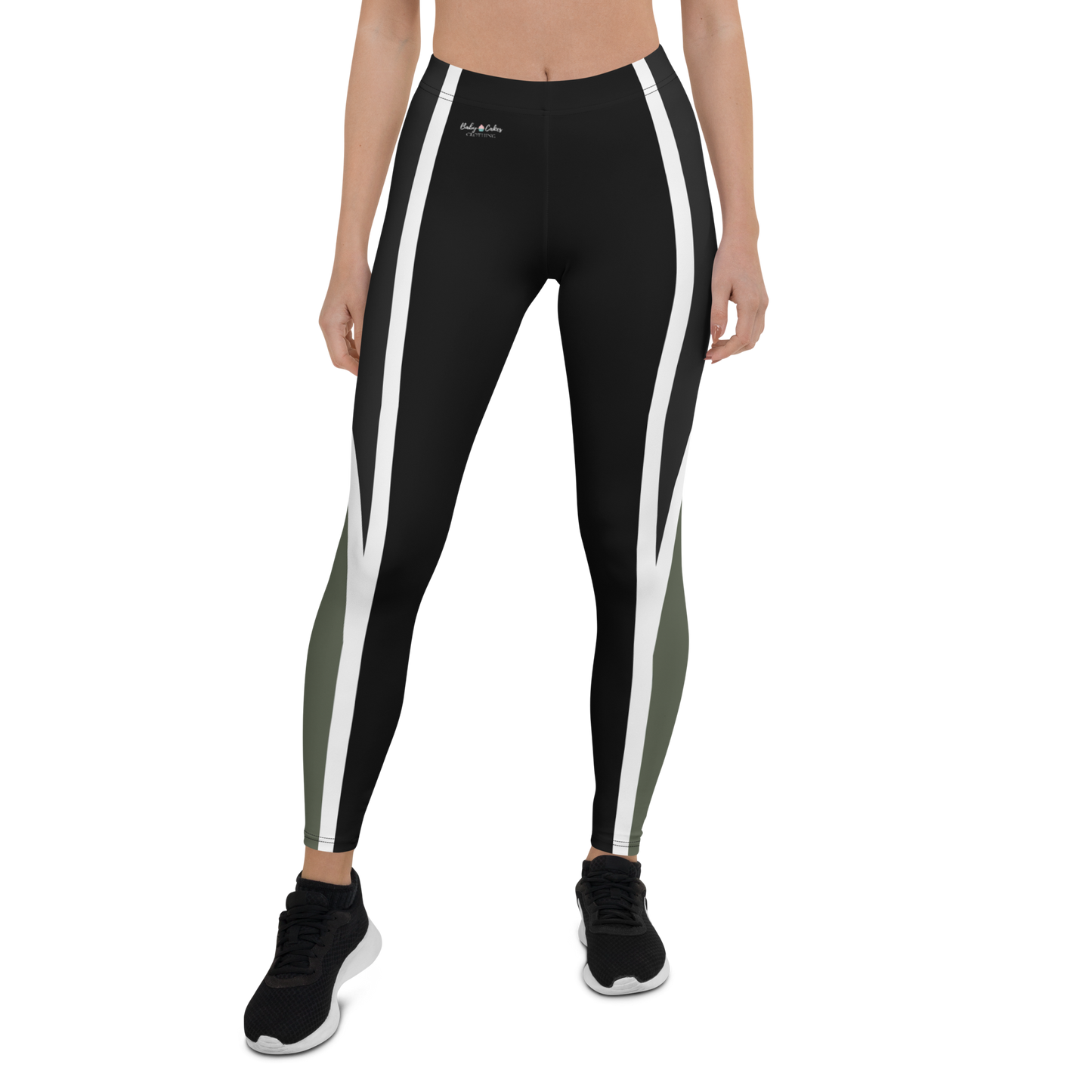 BabyCakes Regular Leggings - Green & Black Strip