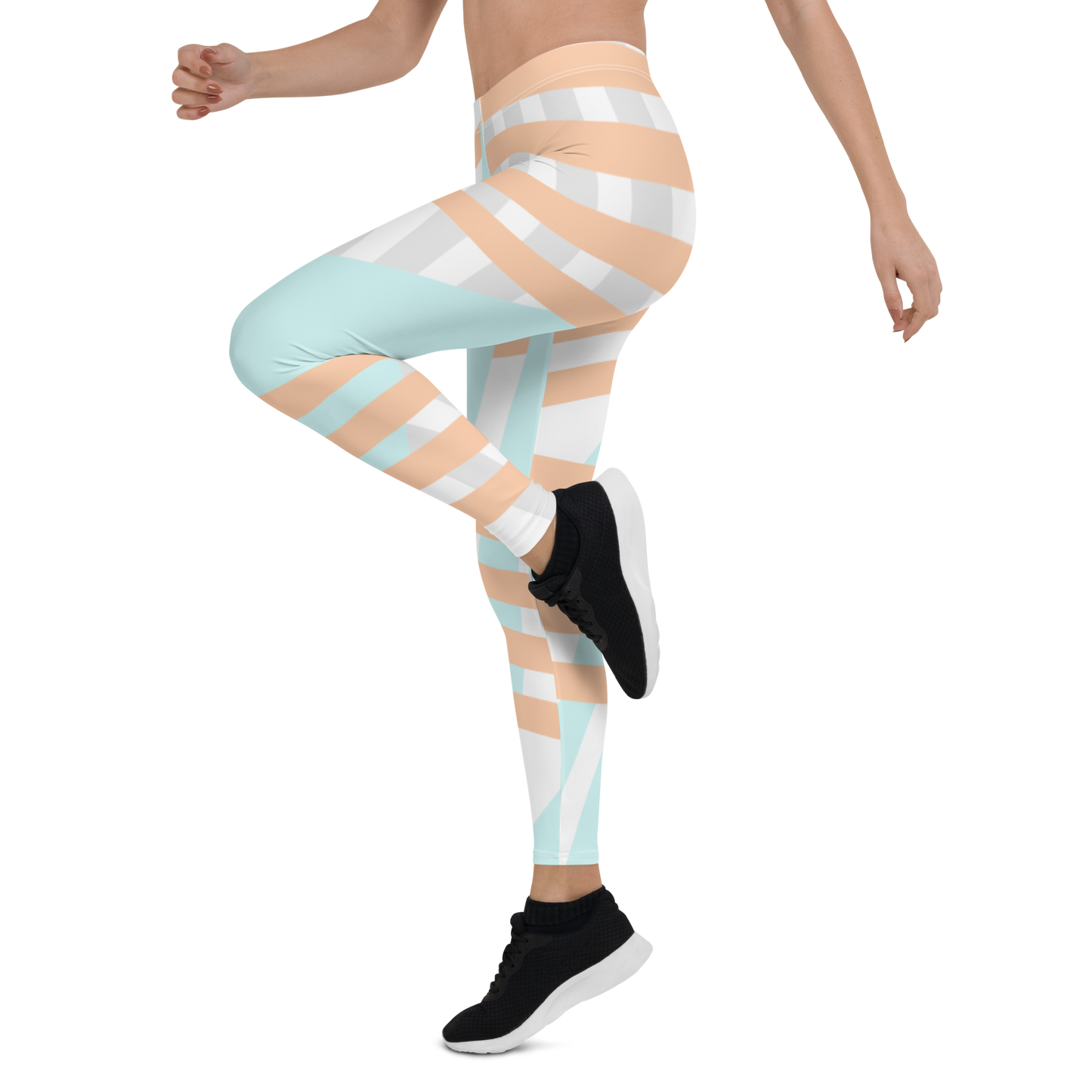 BabyCakes Regular Leggings - Blue & Peach Stripe