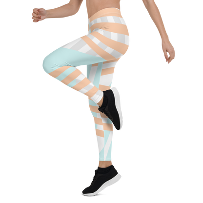 BabyCakes Regular Leggings - Blue & Peach Stripe