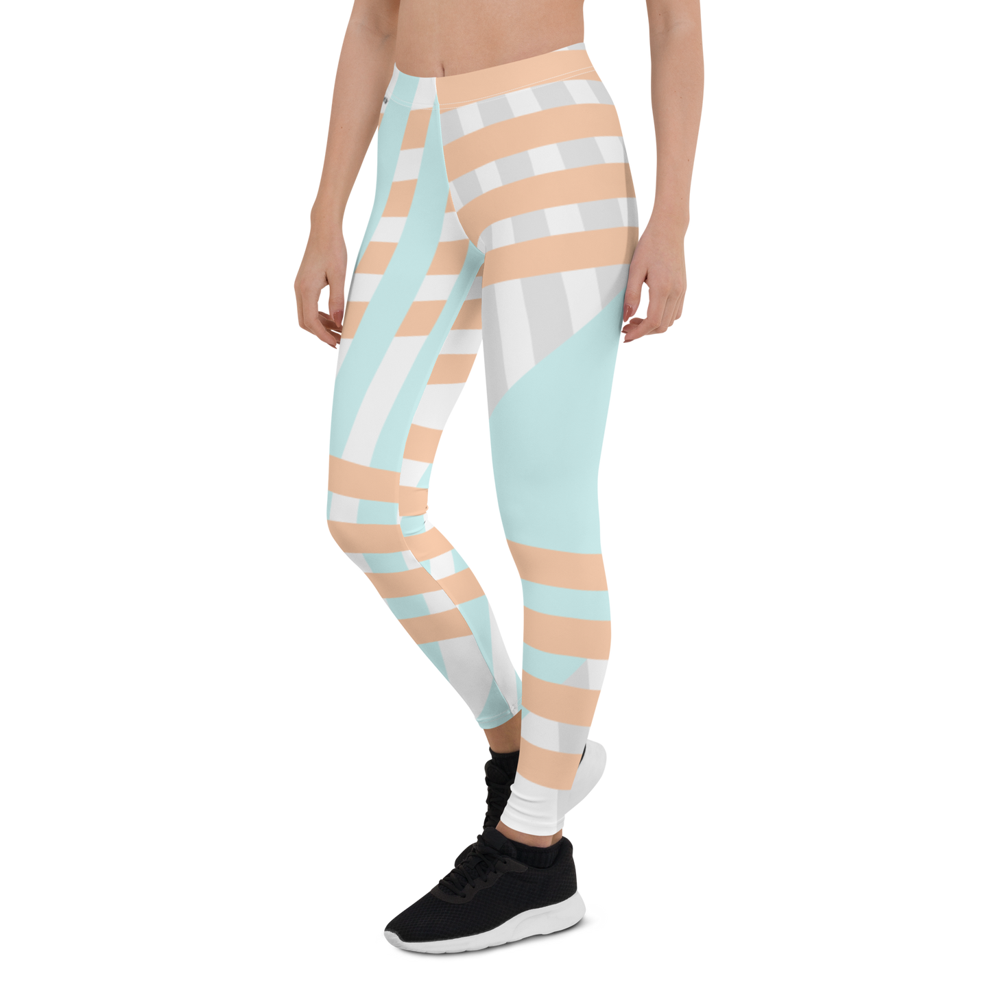 BabyCakes Regular Leggings - Blue & Peach Stripe