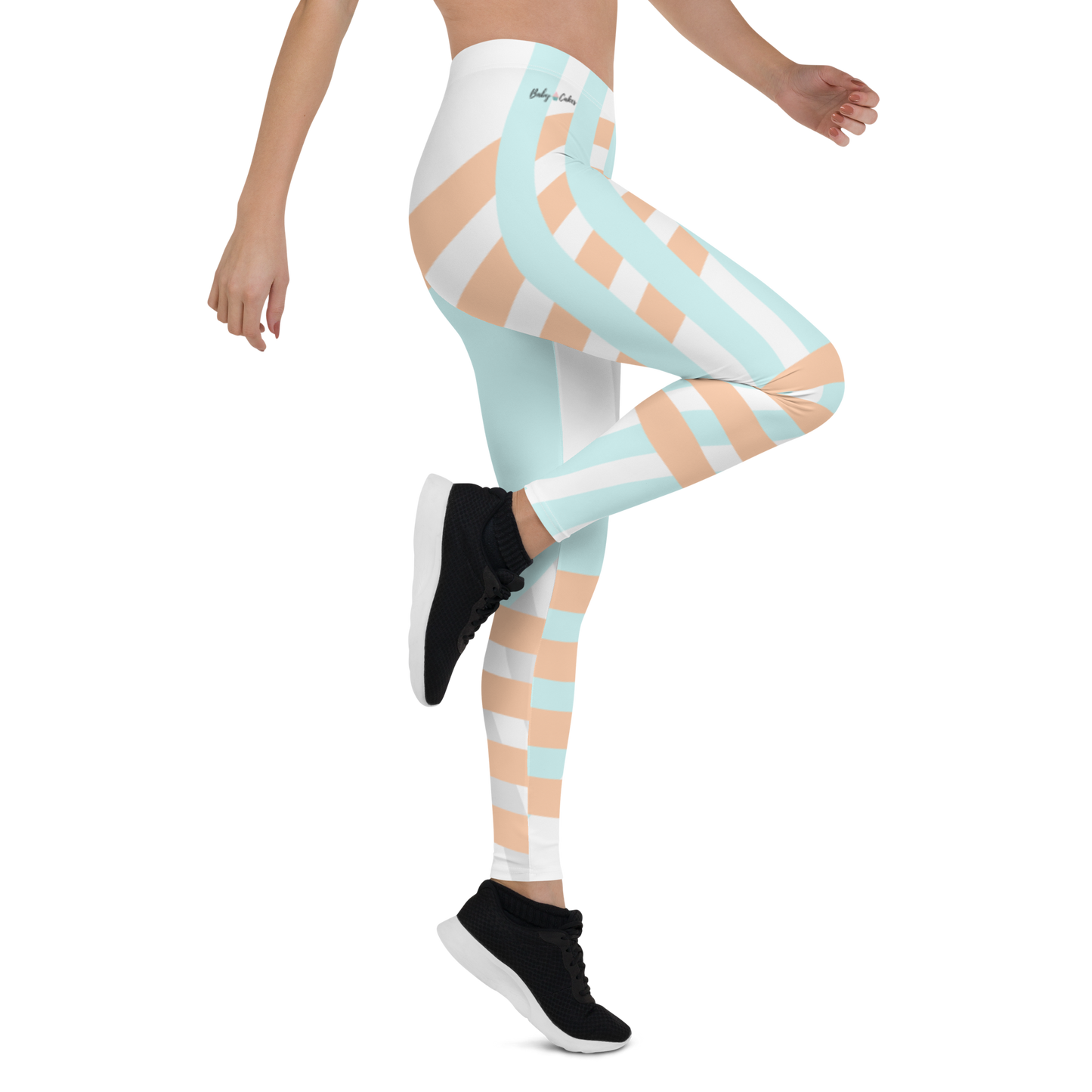 BabyCakes Regular Leggings - Blue & Peach Stripe