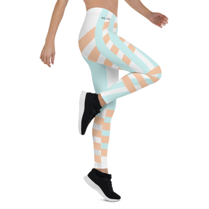 BabyCakes Regular Leggings - Blue & Peach Stripe