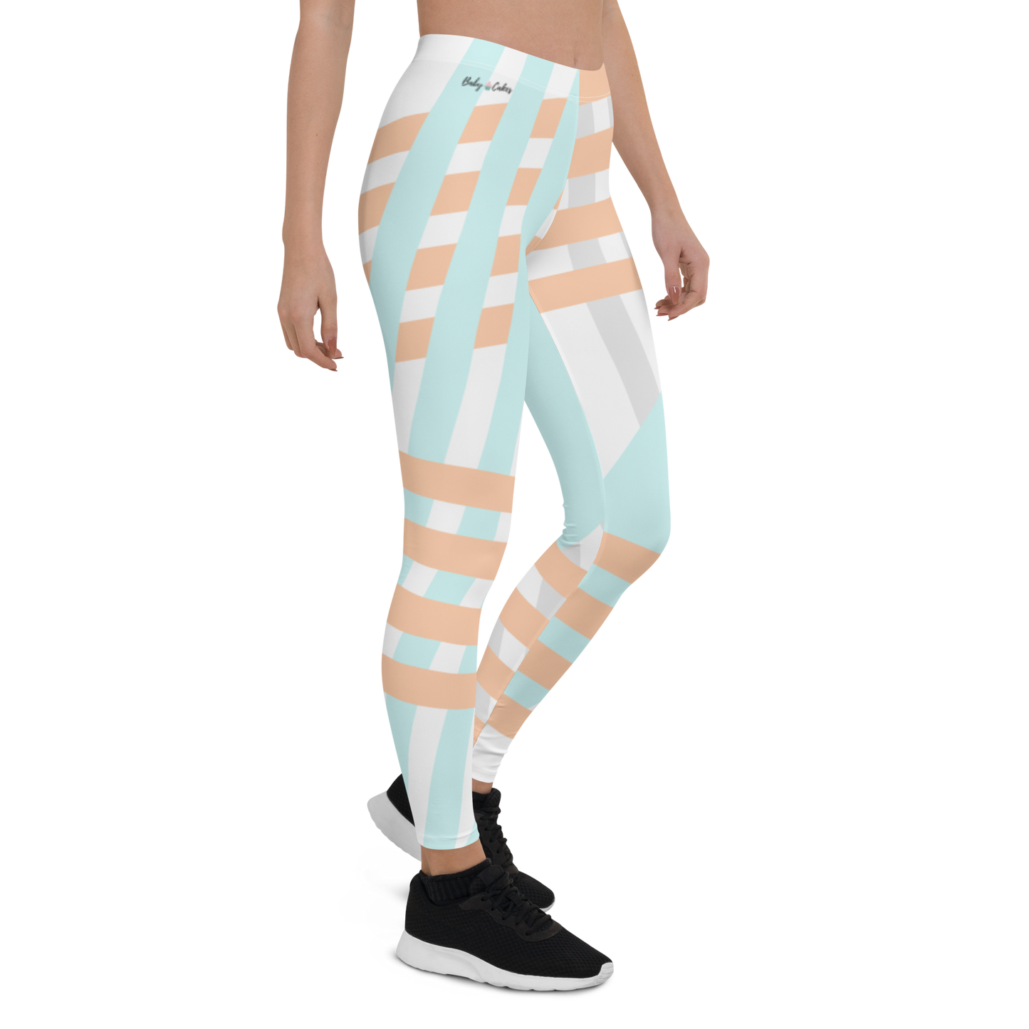 BabyCakes Regular Leggings - Blue & Peach Stripe