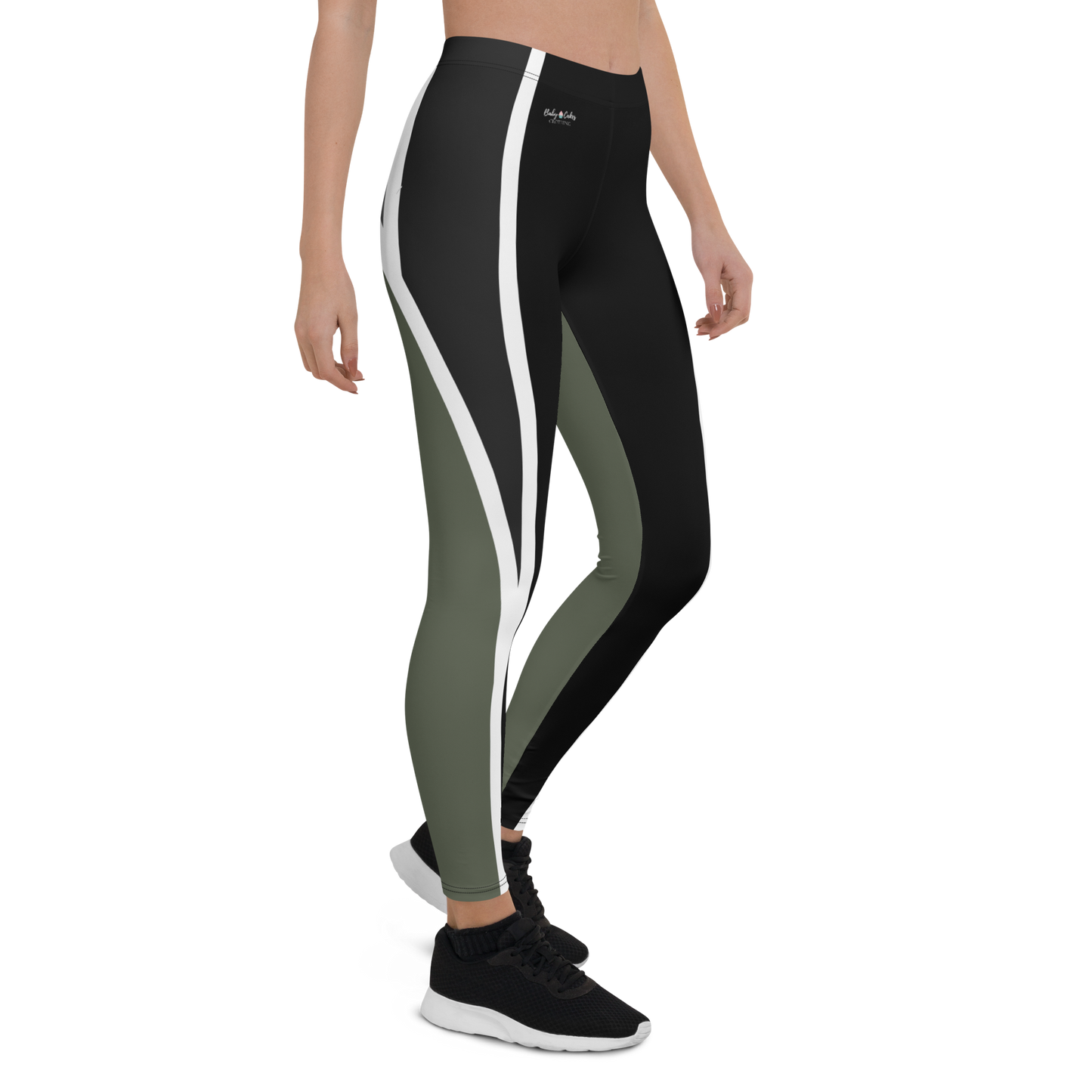 BabyCakes Regular Leggings - Green & Black Strip