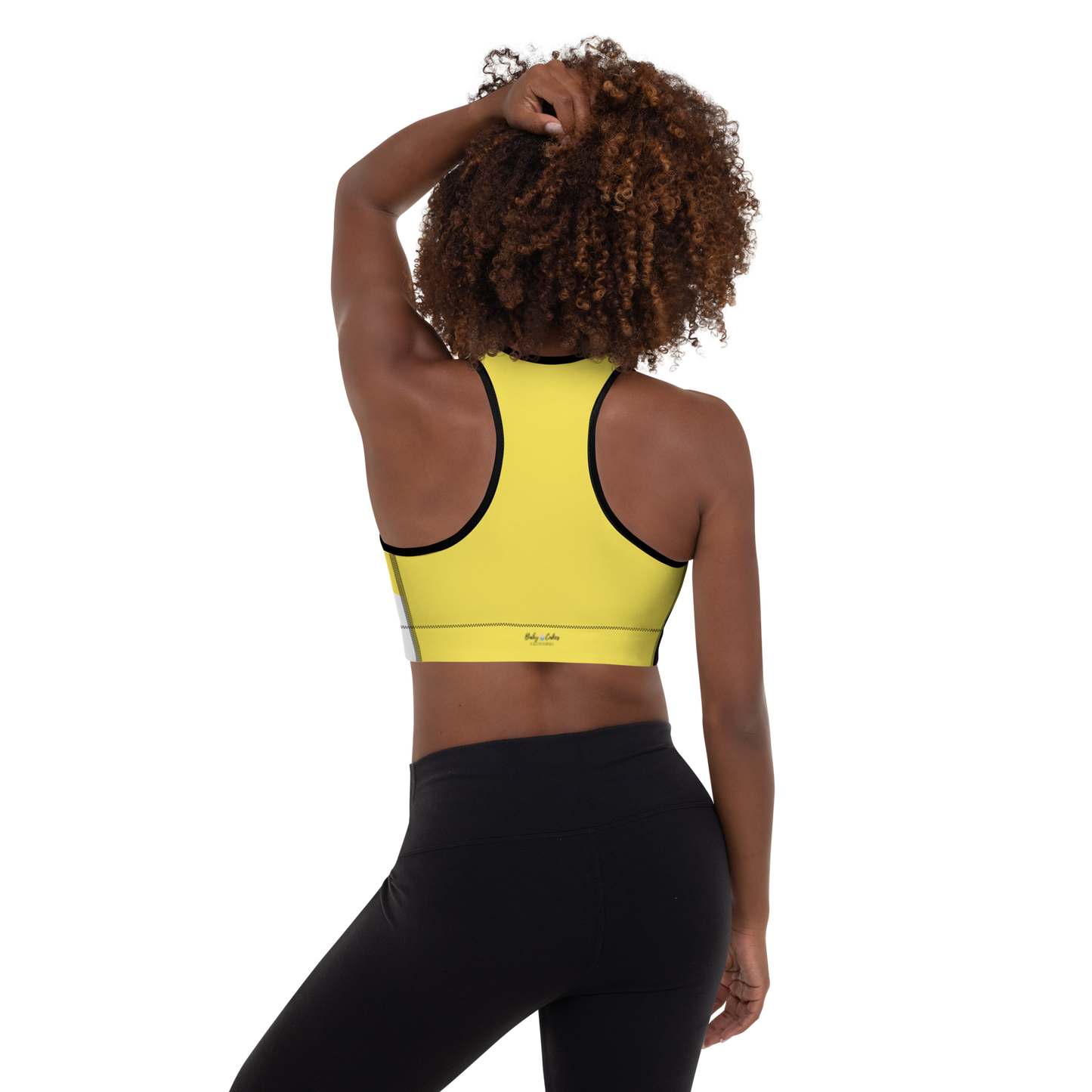 BabyCakes Padded Sports Bra - Black & Yellow