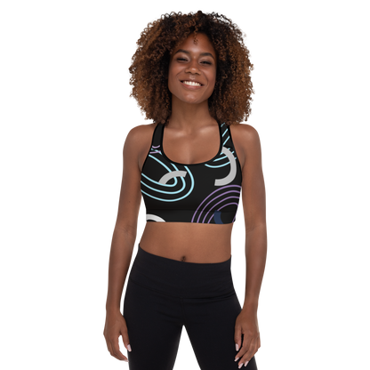 BabyCakes Padded Sports Bra - Circular Black