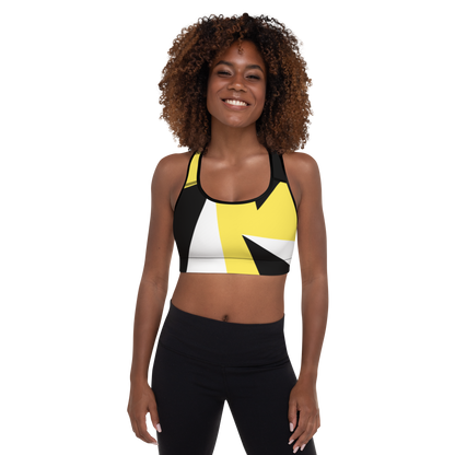 BabyCakes Padded Sports Bra - Black & Yellow