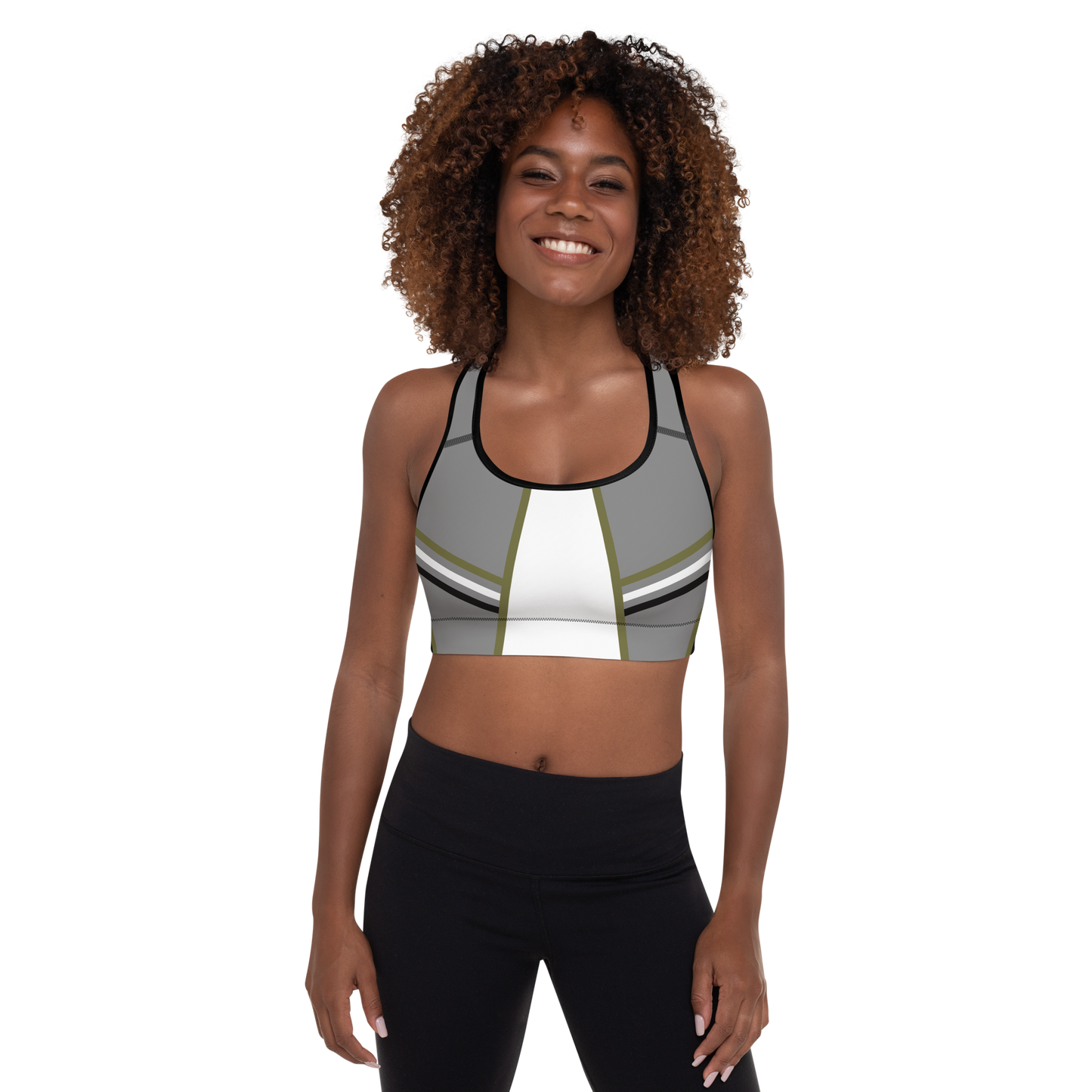 BabyCakes Padded Sports Bra - Green Stripe