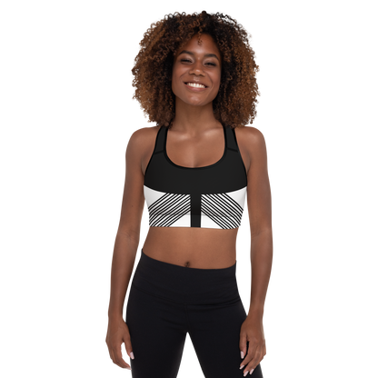 BabyCakes Padded Sports Bra - Black & White Stripe