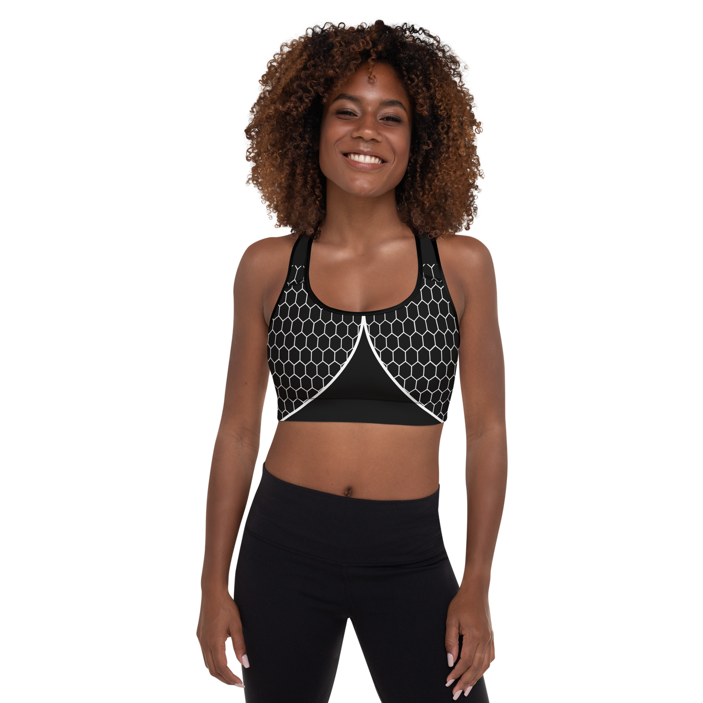 BabyCakes Padded Sports Bra - Black & White HoneyComb