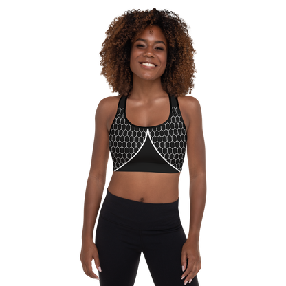 BabyCakes Padded Sports Bra - Black & White HoneyComb