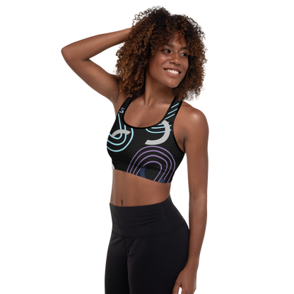 BabyCakes Padded Sports Bra - Circular Black