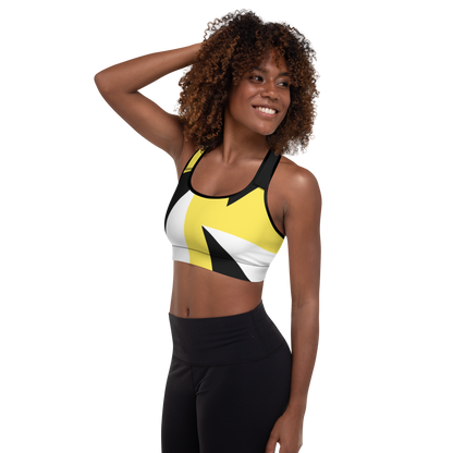 BabyCakes Padded Sports Bra - Black & Yellow