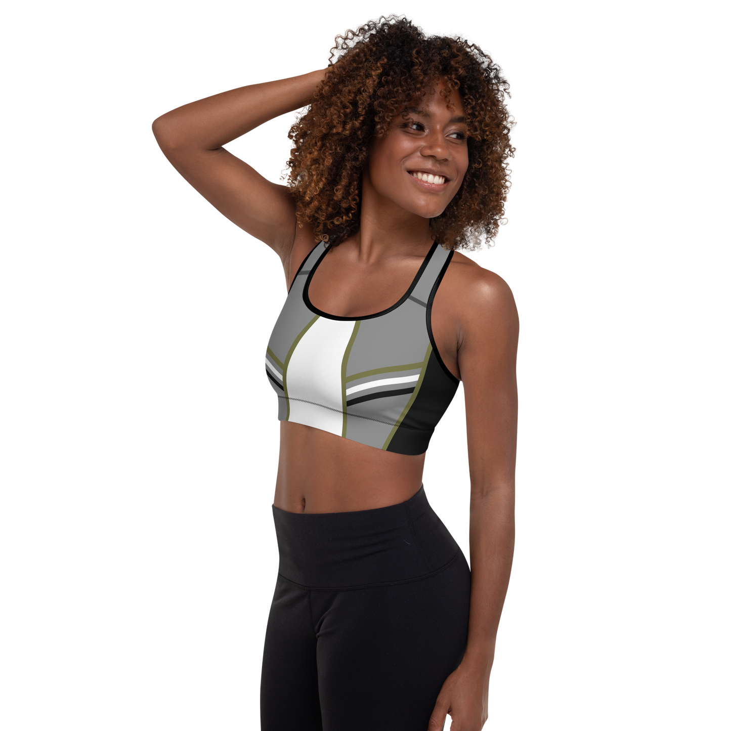 BabyCakes Padded Sports Bra - Green Stripe