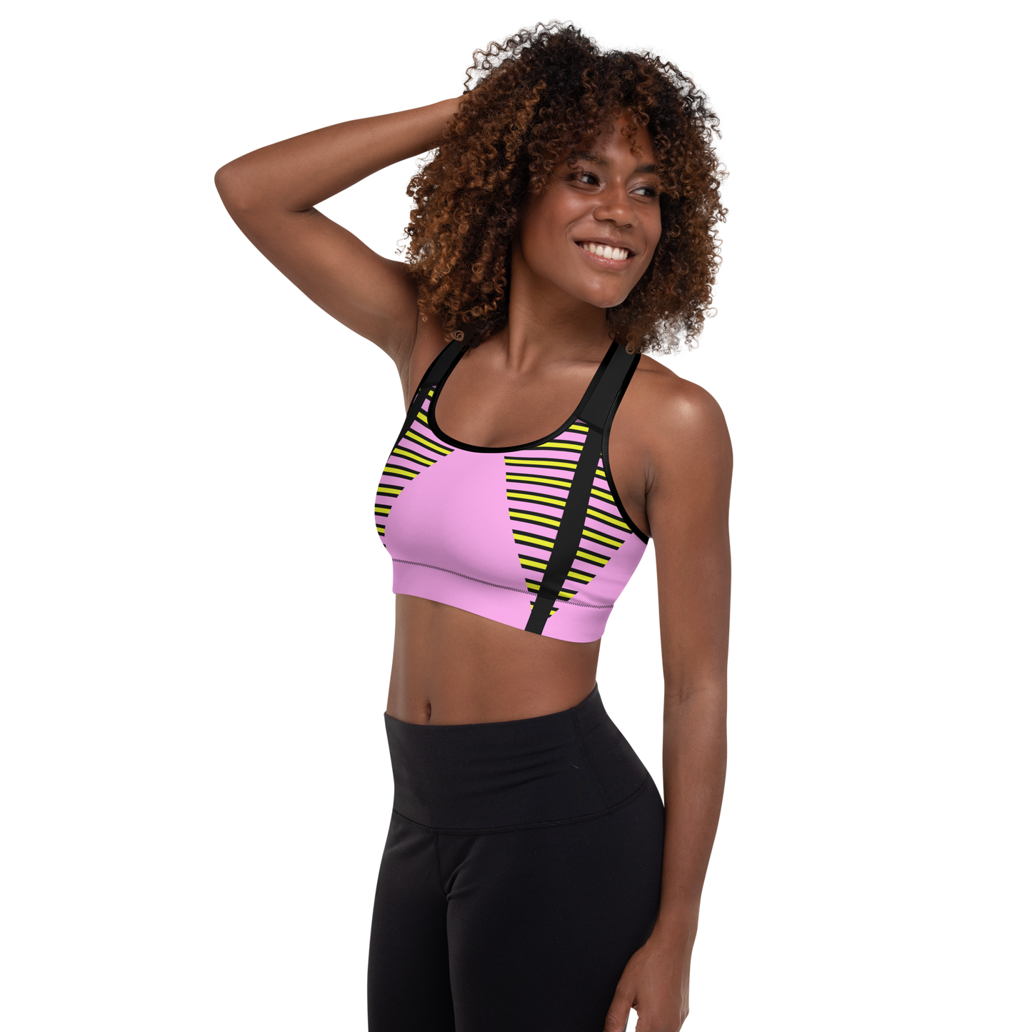 BabyCakes Padded Sports Bra - Pink Stepper