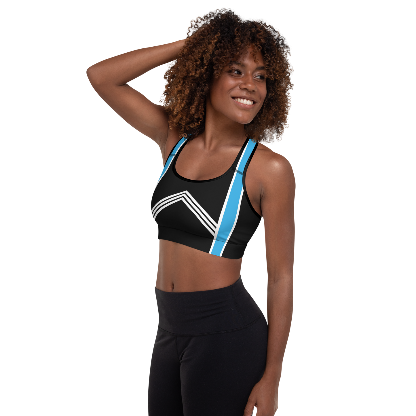 BabyCakes Padded Sports Bra - Blue & White Stripes