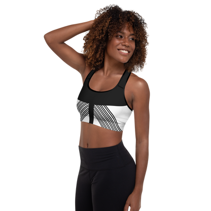 BabyCakes Padded Sports Bra - Black & White Stripe