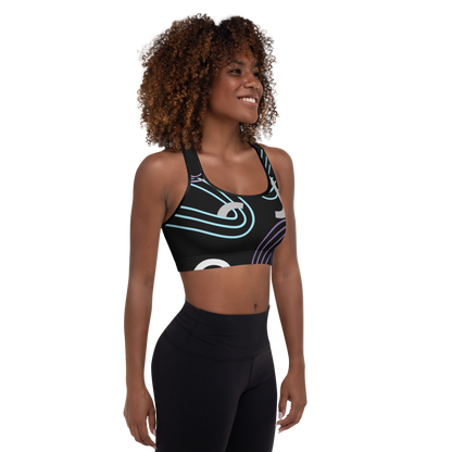 BabyCakes Padded Sports Bra - Circular Black