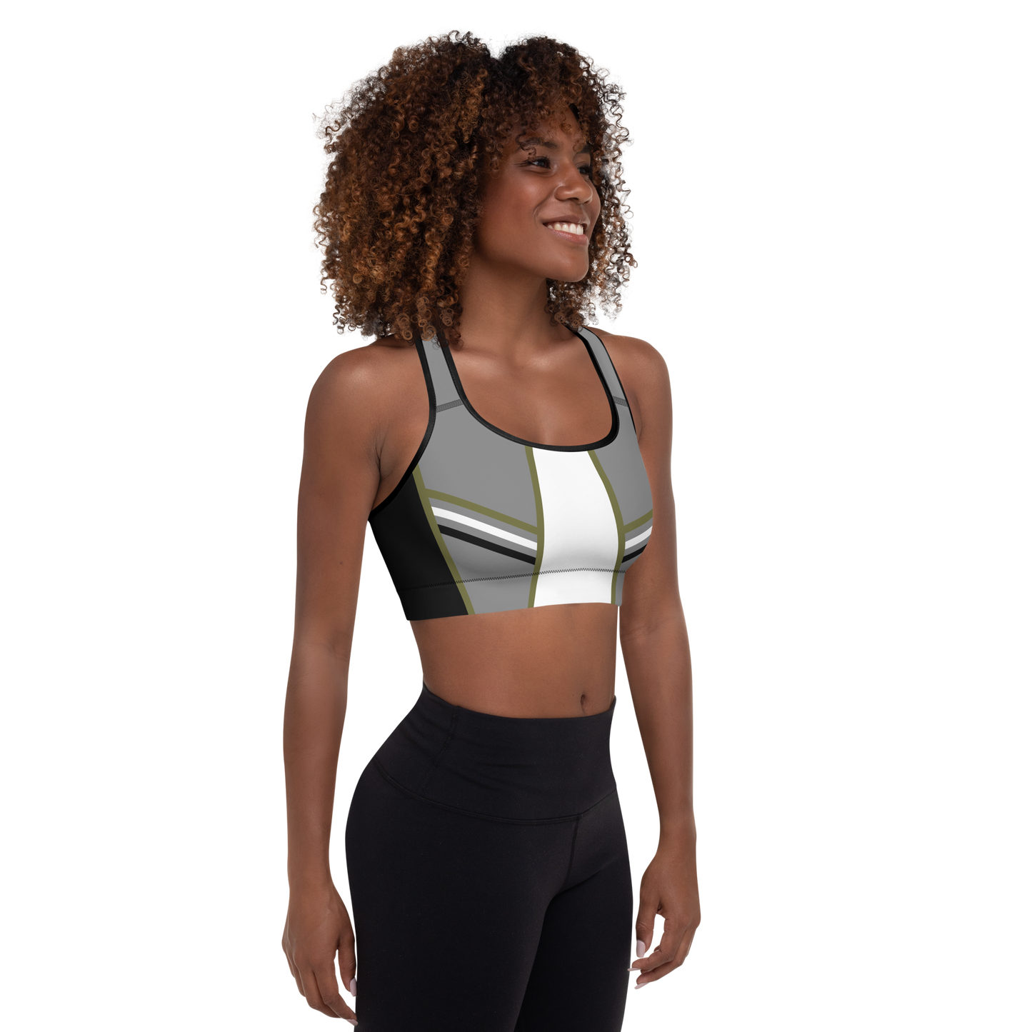 BabyCakes Padded Sports Bra - Green Stripe