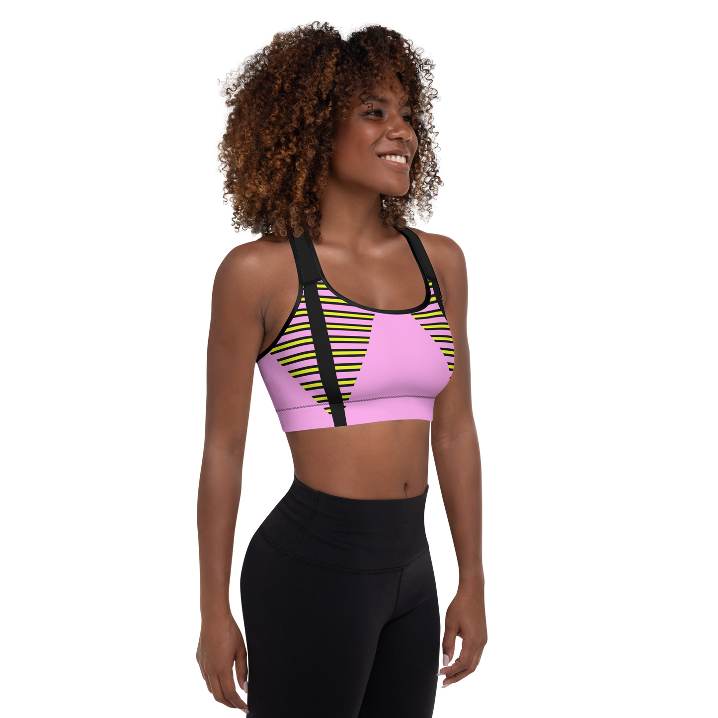 BabyCakes Padded Sports Bra - Pink Stepper