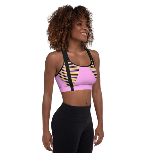 BabyCakes Padded Sports Bra - Pink Stepper