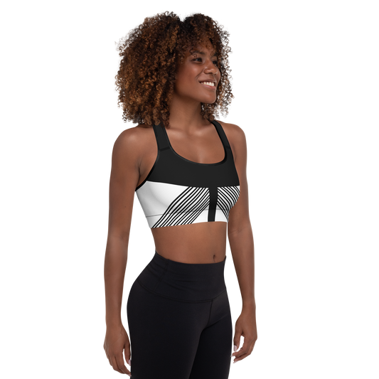 BabyCakes Padded Sports Bra - Black & White Stripe