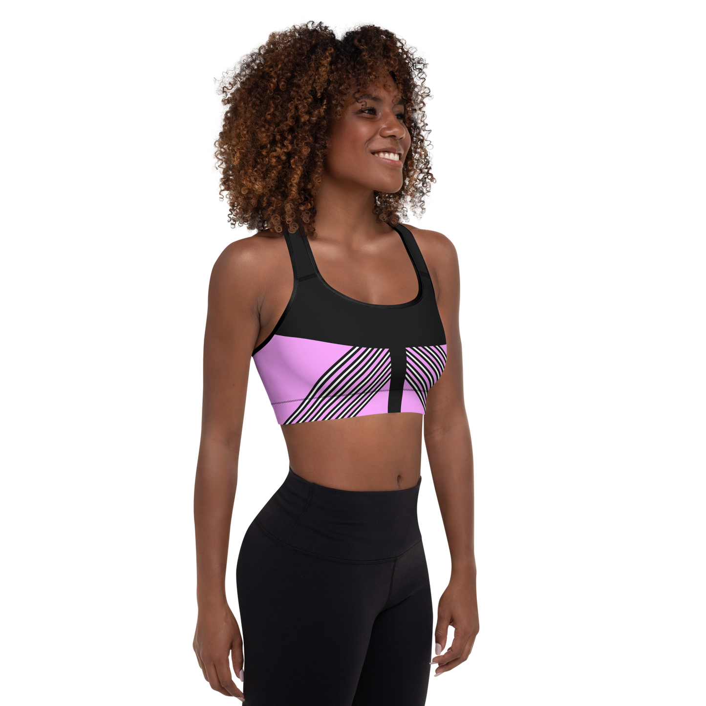 BabyCakes Padded Sports Bra - Pink & Black