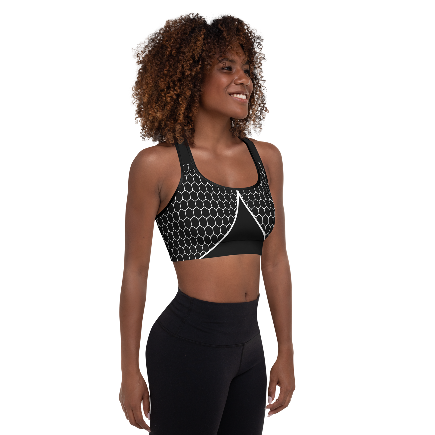 BabyCakes Padded Sports Bra - Black & White HoneyComb