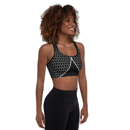 BabyCakes Padded Sports Bra - Black & White HoneyComb