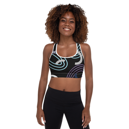 BabyCakes Padded Sports Bra - Circular Black