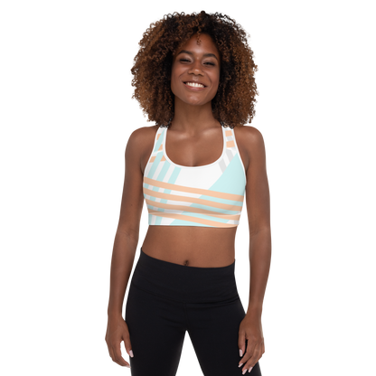 BabyCakes Padded Sports Bra - Blue & Peach Stripe