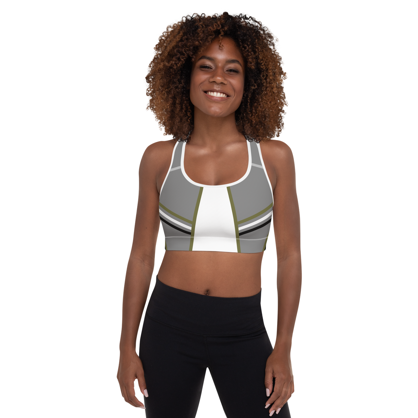 BabyCakes Padded Sports Bra - Green Stripe