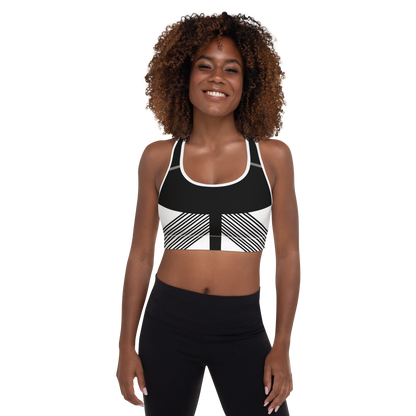 BabyCakes Padded Sports Bra - Black & White Stripe