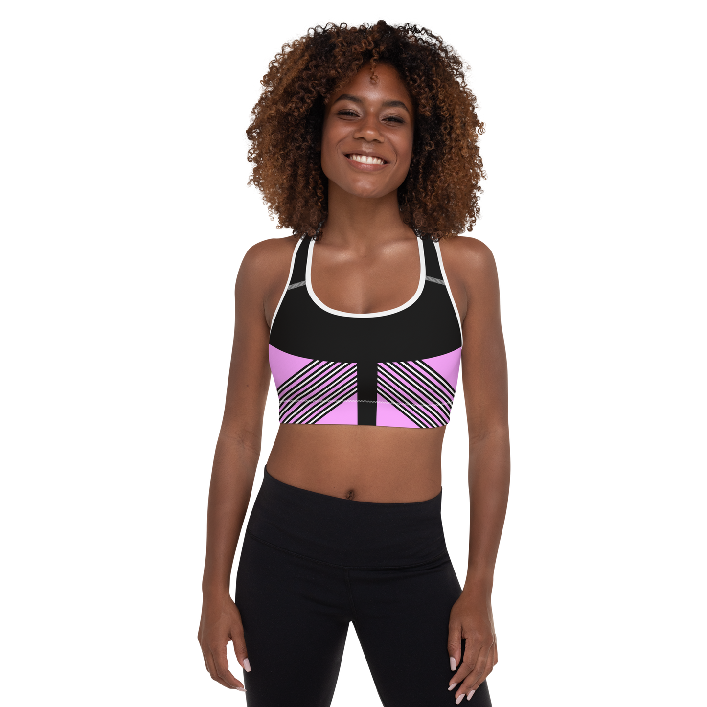 BabyCakes Padded Sports Bra - Pink & Black