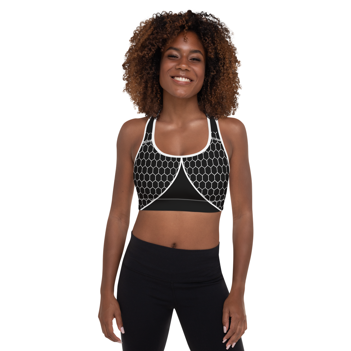 BabyCakes Padded Sports Bra - Black & White HoneyComb