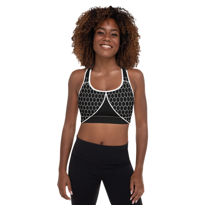 BabyCakes Padded Sports Bra - Black & White HoneyComb