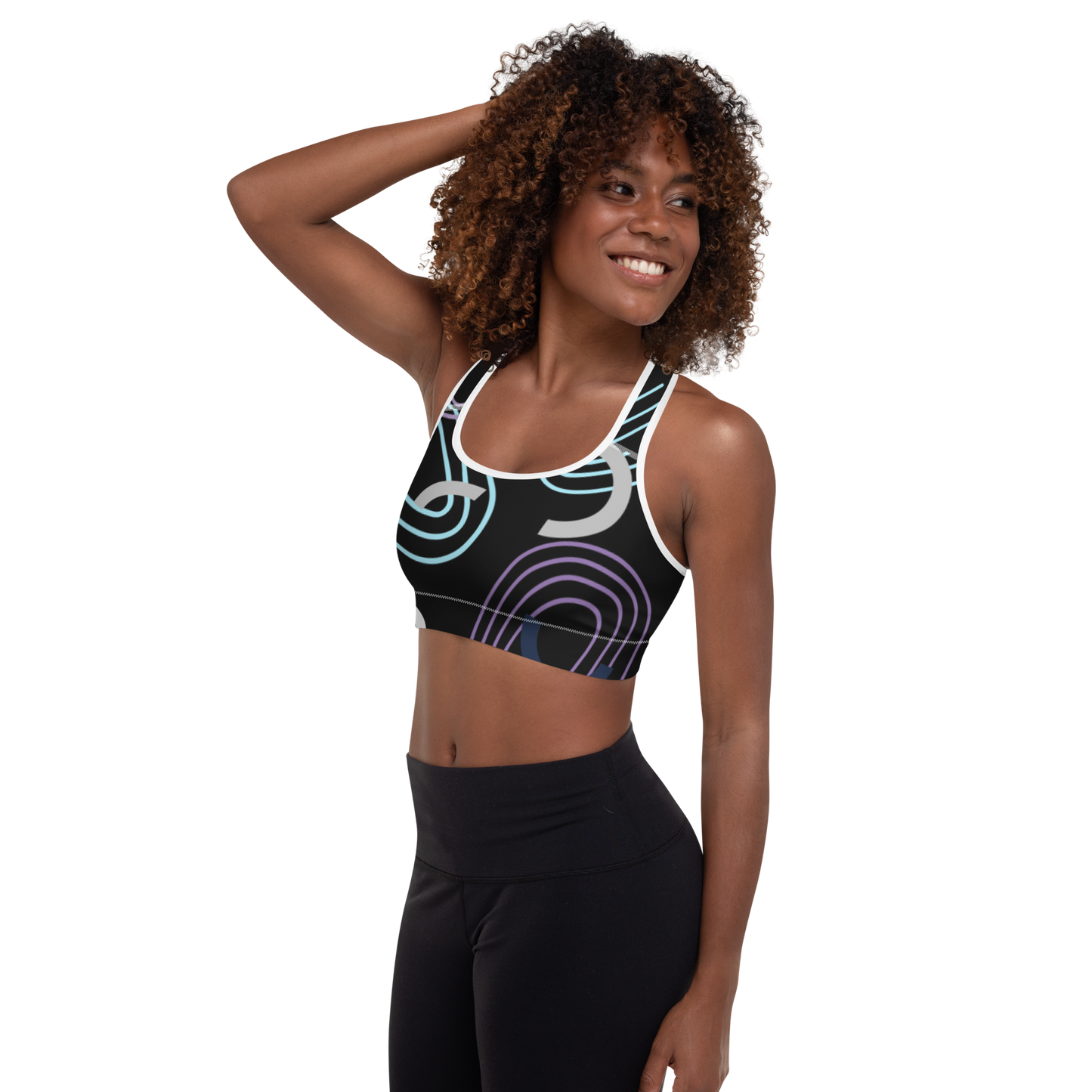 BabyCakes Padded Sports Bra - Circular Black