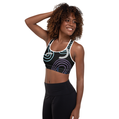 BabyCakes Padded Sports Bra - Circular Black