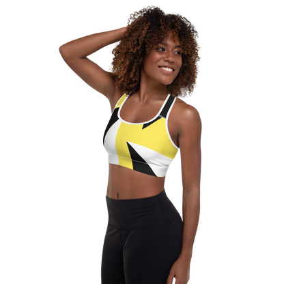 BabyCakes Padded Sports Bra - Black & Yellow