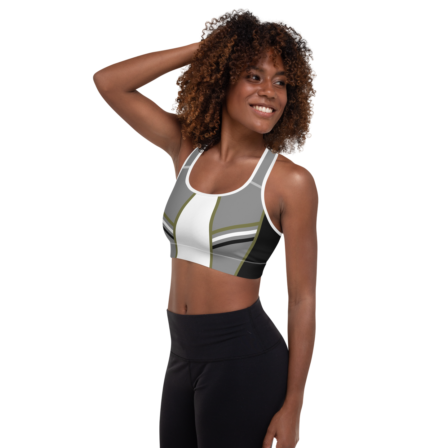 BabyCakes Padded Sports Bra - Green Stripe