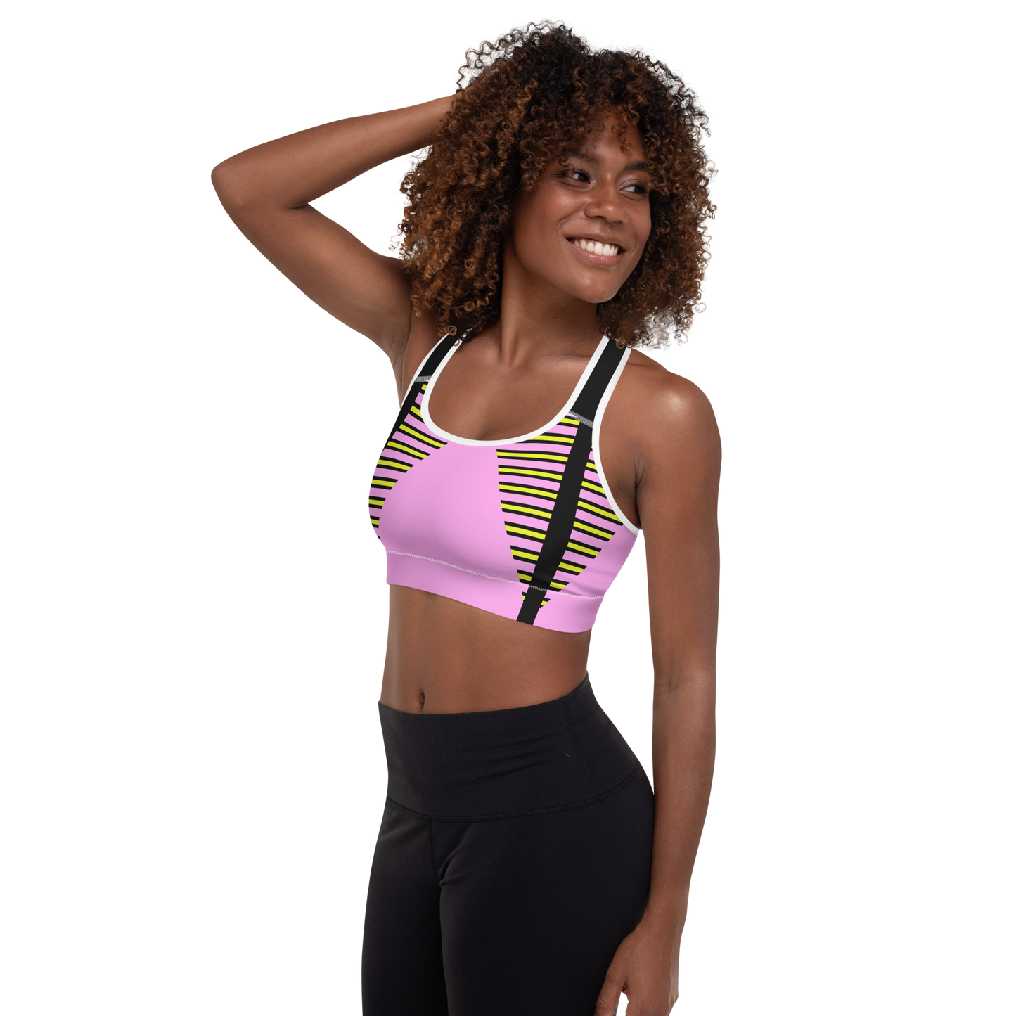 BabyCakes Padded Sports Bra - Pink Stepper