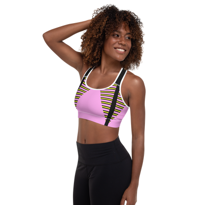 BabyCakes Padded Sports Bra - Pink Stepper