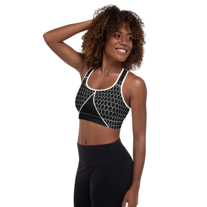 BabyCakes Padded Sports Bra - Black & White HoneyComb