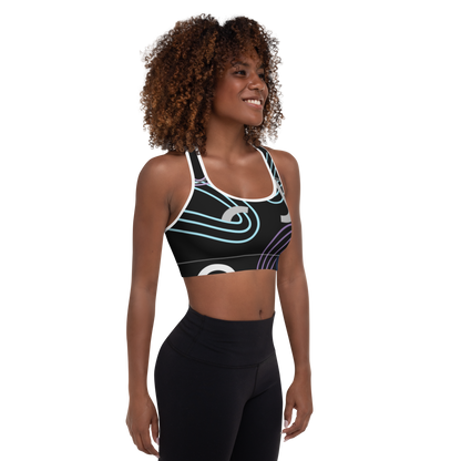 BabyCakes Padded Sports Bra - Circular Black