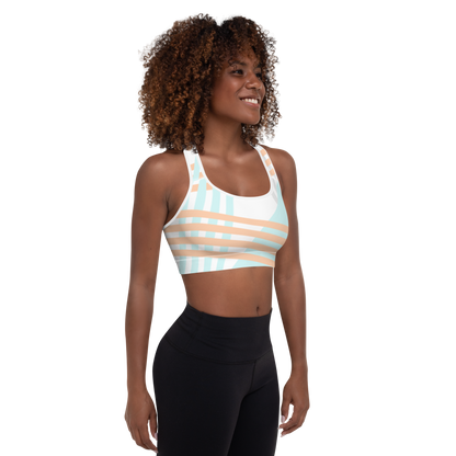 BabyCakes Padded Sports Bra - Blue & Peach Stripe