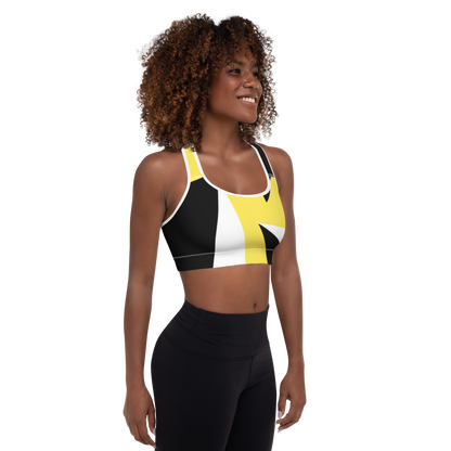 BabyCakes Padded Sports Bra - Black & Yellow